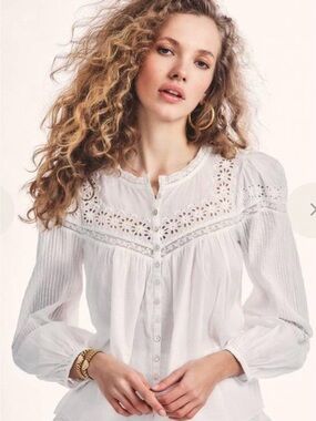 🤍 LoveShackFancy Badyn Blouse — Size M NWOT